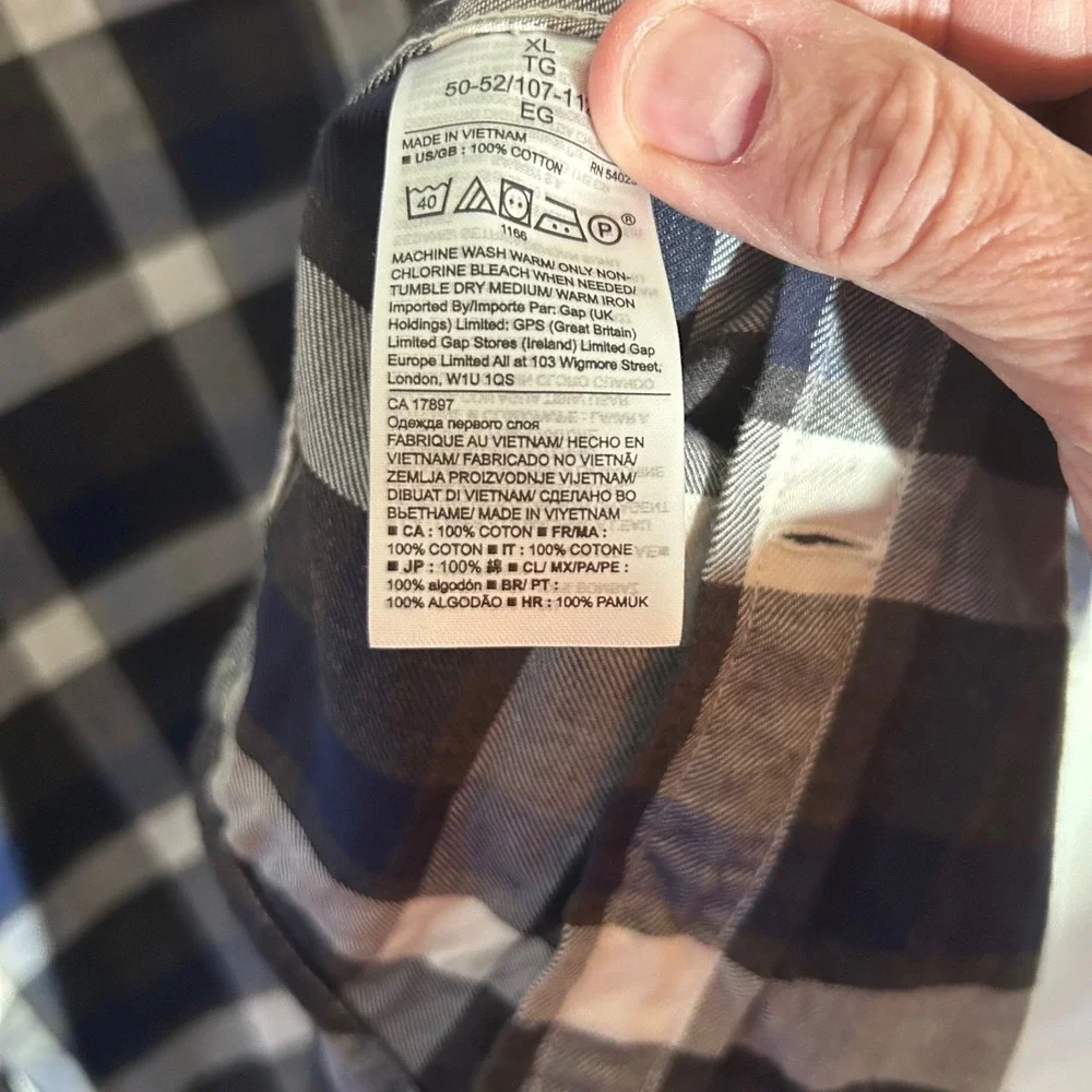 Banana Republic‎ Luxe Flannel Slim Fit Plaid Button Down Shirt Womens XL - Picture 3 of 4